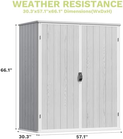 Devoko 5x3 FT Resin Outdoor Storage Cabinet, Plastic Shed with Floor - Image 2