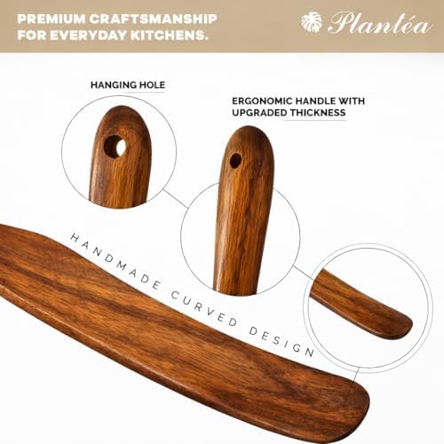 As Seen On TV, Spurtles Kitchen Tools Wooden, Plantéa Handmade Wooden Spoons for Cooking, Heat Resistant Spurtle Set Cooking Utensil For Non-Stick Cookware, Stirring, Mixing, Whisking, Serving - Image 5