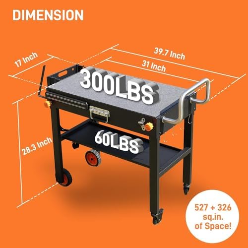 with Protective Cover, Heavy Duty Folding Grill Cart with Wheels - Image 2