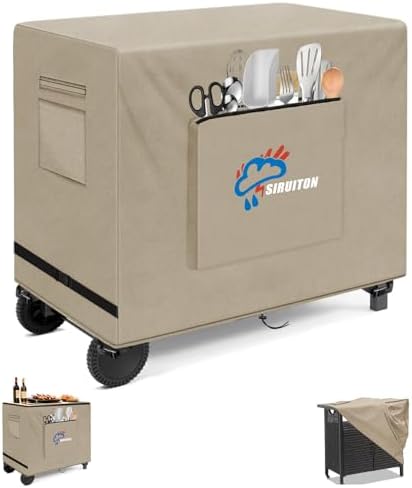 SIRUITON 600D Outdoor Bar Cart Cover for 52" Portable Outdoor Table by SIRUITON