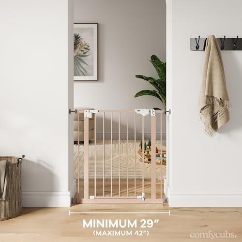 Comfy Cubs Baby Safety Gate Adjustable 42"x1.9"x30" Blush Pet Gate - Image 2