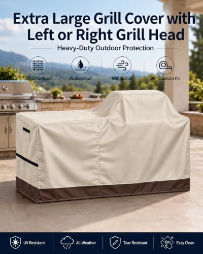 86 Inch Extra Large Grill Cover Island with Left/Right Grill Head 600D - Image 6