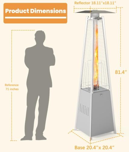 FOOWIN Patio Heater 48,000 BTU Outdoor Propane Heater with Wheels - Image 2