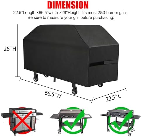 Griddle Cover, 36 Inch BBQ Gas Flat Top Grill Cover for Blackstone Grill, Waterproof, Anti-Uv, Rip-Proof, Fade Resistant Material, Outdoor Griddle Cover with Hook-and-Loop Straps, Heavy Duty Black - Image 2