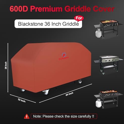 Comnova Griddle Cover for Blackstone Griddle Without Hood 36 Inch - 600D Flat Top Grill Cover for Blackstone 4 Burner Grill, 36" Griddles Cover for Black Stone and FTG600 (with Pole) - Image 2