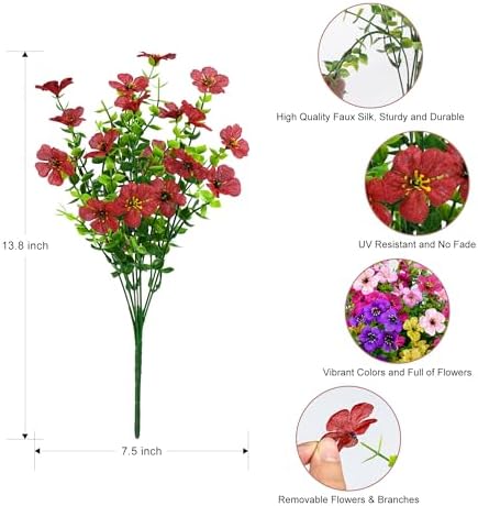 Artificial Flowers for Outdoors Fake Faux Flowers Plants Home Spring Decor - Image 5