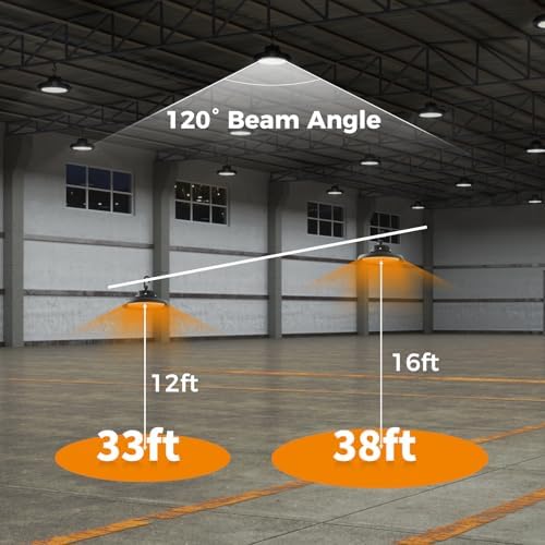 AIKVSXER 180W UFO LED High Bay Lights, 1 Pack, 6000K Shop Light 32400LM Commercial Bay Lighting IP65 LED Garage Lights, 5ft Power Cable Plug & Play for Warehouse Factory Workshop Barn AC100-277V - Image 6