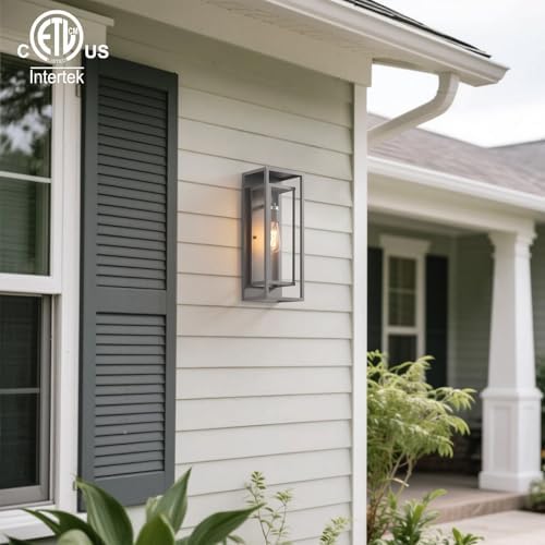mirrea 18" Modern Outdoor Porch Wall Light, Matte Gray, 2 Pack - Image 6