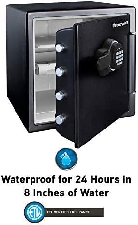 SentrySafe Fireproof and Waterproof Black Steel Home Safe with Digital Keypad Lock and Organization Trays for Money, Documents, 1.23 Cubic Feet, SFW123EU - Image 2