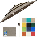 EliteShade USA 10-Year-Non-Fading 9ft 3-Tier Market Patio Umbrella, Commercial Table Umbrella with 80 Solar LED Lights, Crank Open, Windproof & UPF 50+ UV Protection for Garden, Deck, Pool, Backyard, Taupe by EliteShade