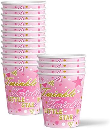 Twinkle Twinkle Little Star Pink Birthday Party Supplies Set Plates Napkins Cups Tableware Kit for 16 - Image 3