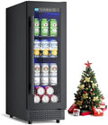 12 Inch Beverage Refrigerator, 60 Can Under Counter Beverage Fridge with Glass Door Built-in or Freestanding, Drink Fridge for Soda Beer Wine-Kitchen Bar Office by Vushine