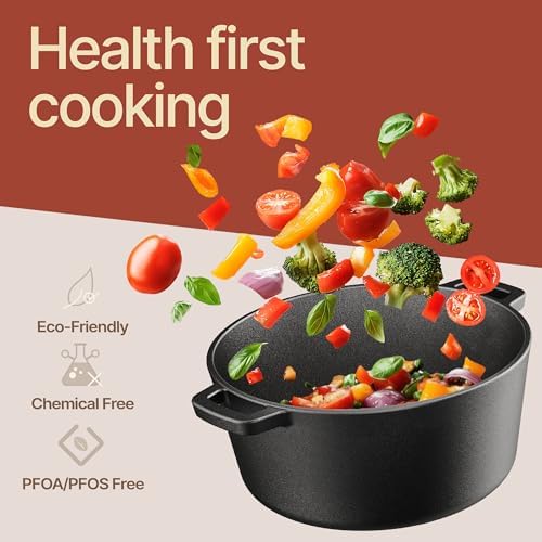 Bakken 2-in-1 Cast Iron Dutch Oven Pot with Skillet Lid, 5QT Pre-Seasoned Dutch Oven for Bread Baking, Roasting & Campfire Cooking, Heavy-Duty Indoor & Outdoor Use with Easy-Grip Dual Handles - Image 7