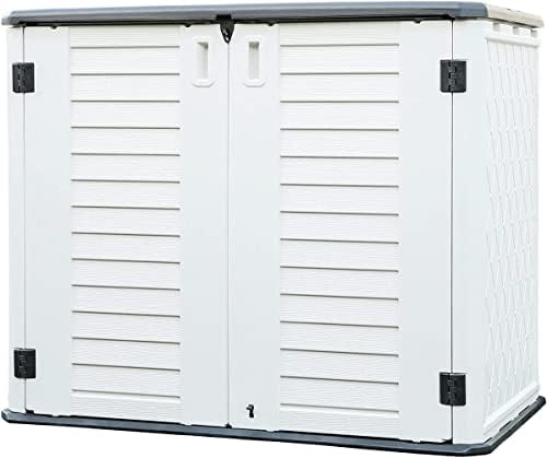 KINYING Outdoor Storage Shed - Horizontal Storage Box Waterproof for Garden, Patios, Backyards, Multi-Opening Door for Easy Storage of Bike, Garbage Cans, Tools, Lawn Mower, Off-White, 26 Cubic Feet by KINYING