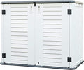 KINYING Outdoor Storage Shed - Horizontal Storage Box Waterproof for Garden, Patios, Backyards, Multi-Opening Door for Easy Storage of Bike, Garbage Cans, Tools, Lawn Mower, Off-White, 26 Cubic Feet by KINYING