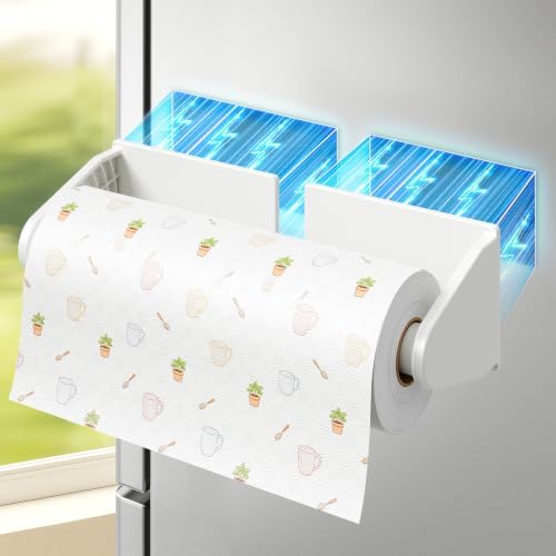 Magnetic Paper Towel Holder, Adjustable No-Drill Paper Towel Holder, White by Mystozer