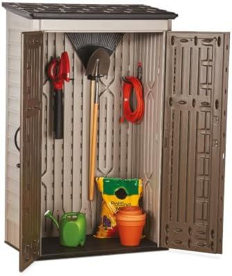 Rubbermaid Vertical Resin Outdoor Storage Shed With Floor (4 x 2.5 Ft) Weather Resistant Brown Organization for Home/Backyard/Garden Tools/Porch/Patio Cushions/Pool Chemicals/Toys - Image 3