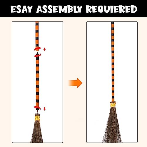 Halloween Decorations - Broom Parking Sign with 3 Wooden Witches Brooms - Image 6