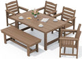 SERWALL Outdoor Dining Set, Patio Dining Set with Bench, Brown by SERWALL