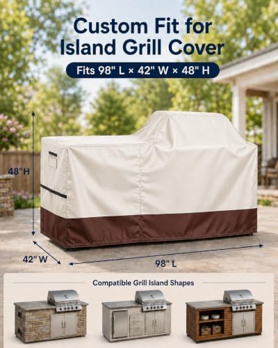 98 Inch Extra Large Island Grill Cover Island with Left/Right Grill Head - Image 2