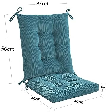 Outdoor Patio Cushion, Rocking Chair Cushion, Tufted Pads, Set of Upper and Lower with Ties Pack of 2 (2 Sets) - Back 20"×17", Seat 17"×17" (Blue) - Image 6