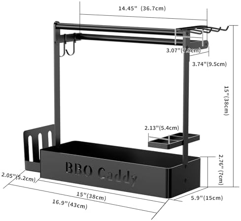 Grill Caddy for Outdoor Grill, BBQ Caddy with Paper Towel Holder & 4 Hooks - Image 2