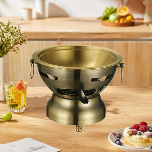 Shabu Pot Chafing Dish Stainless Steel Stew Pot Single Person Hotpot Portable Hot Pots Stockpot for Restaurant Home Parties, copper - Image 2