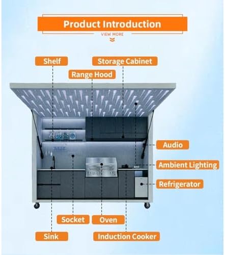 Outdoor Kitchen Pod with Built-in BBQ Grill and Storage Stainless Steel Cooking Station Prefabricated Cooking Set All-Weather Portable Garden Shed for Backyard Parties and Garden Entertaining - Image 5