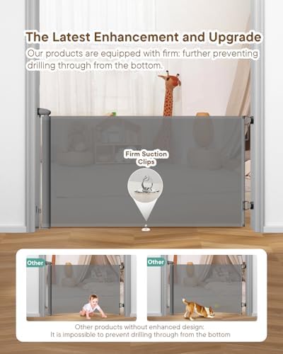 Retractable Baby Gates, 34" Tall Fits Up to 55" Wide, Gray - Image 3