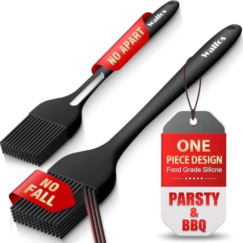 Walfos 600°F Heat Resistant Silicone Basting Brushes BPA Free Pastry Brush, Spread Oil Butter Sauce for BBQ Grill Baking Kitchen Cooking, Dishwasher Safe (2 SIZE) by Walfos