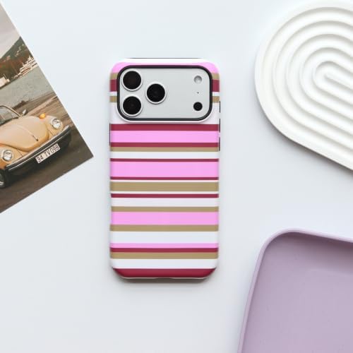 for iPhone 17 Pro Max Case, Magnetic Matte Frosted Dual-Layer Striped Phone Case for Women, Retro Aesthetic Cover Compatible with Mag Safe Accessories - Berry Sage - Image 2