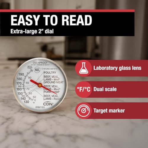 CDN Ovenproof Meat Thermometer NSF Certified Pro Accurate, Temperature Guide on 2" Dial - Easy-to-Read - Poultry, Roasting, Waterproof - IRM200 - Image 5