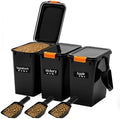 Maxdot 3 Sets 22lb Dry Pellet Storage Bin Kit with Scoops and Labels by Maxdot