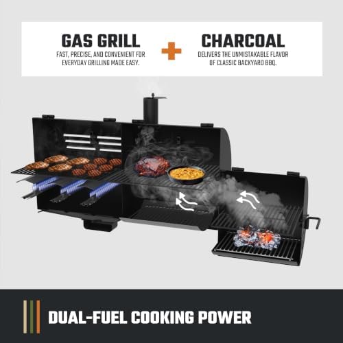 Oklahoma Joe's Canyon Combo Dual Fuel 3-Burner Propane Gas and Charcoal Smoker and Grill with 1031 sq. in. Cooking Area in Black - Image 4