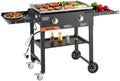 VEVOR Gas Griddle, 2-Burner Flat Top Grill, 28 inch Grill Plate Foldable Propane Griddle with Wheels, 30000 BTU Outdoor Flat Top Grills for Pan-Frying, Grilling, Stir-Frying, & BBQ, Pulse Ignition by VEVOR