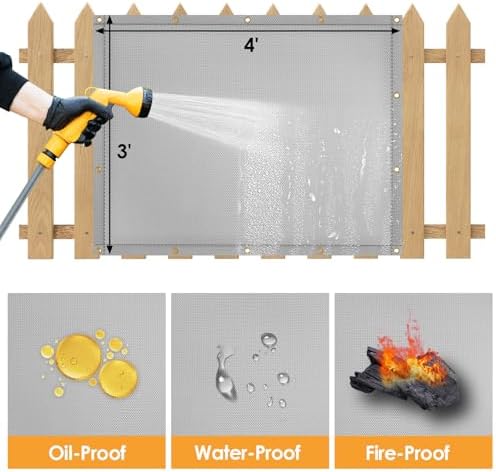 Fireproof Grill Heat Shield for Deck Railing/Wall, 4'x3', Gray - Image 5
