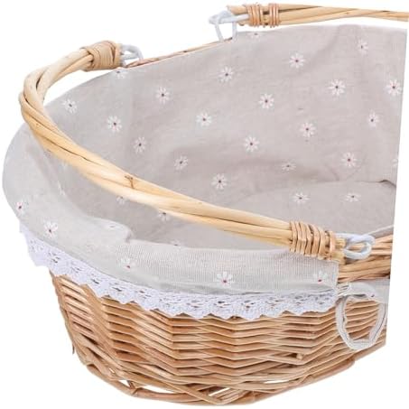 Wicker Picnic Basket with Handles, Vintage Handwoven Storage Basket Xmas - Image 3