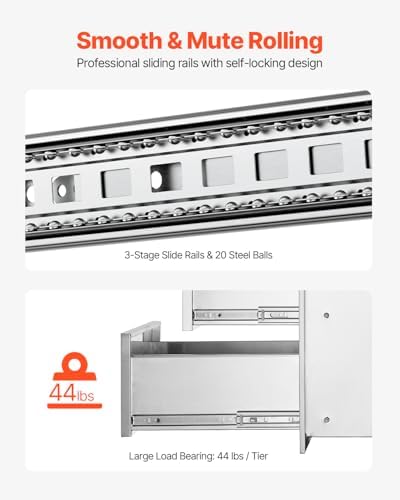 VEVOR Outdoor Kitchen Drawers 16"W x 28.5"H x 20.5"D Stainless Steel - Image 6