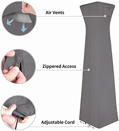 Easy-Going Pyramid Torch Patio Heater Cover, 90"H x 23"L x 23"W, Grey - Image 4