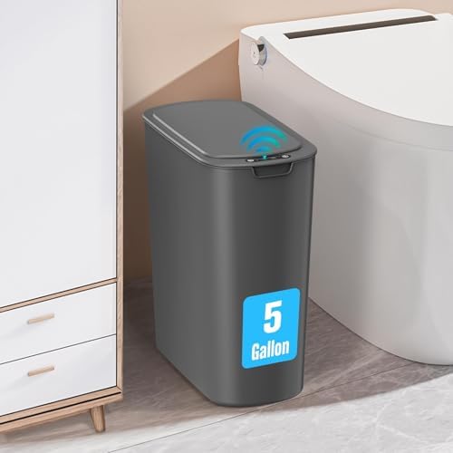 Cesun 5 Gallon Automatic Bathroom Trash Can with Lid, Grey, Touchless by Cesun