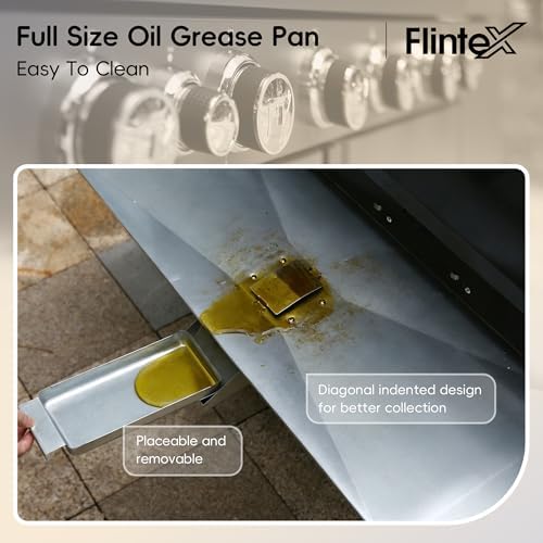Flintex 6-Burner Gas Grill & Griddle with Side Burner, 859 sq.in Dual Fuel - Image 7