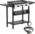 3 Burner BBQ Gas Griddle, 25.6 Inch Stainless Steel Portable Detachable Propane Griddle, 30,000 BTU Flat Top Barbecue Grill with Side Shelves for Camping by ADREAK