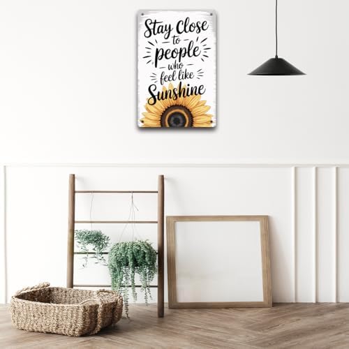 BEASTZHENG Metal Tin Sign Sunflower Gifts for Women Decor Kitchen Office Home Tin Sign Birthday Thank You Friendship Gifts Farmhouse Desk Sunflower Decorations for Home Wall - Image 5