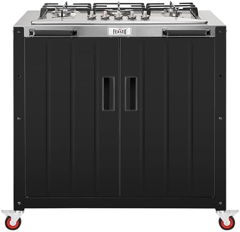Feasto Modular Outdoor Kitchen Island with 5-Burner Gas Stove and Storage by Idealforcook