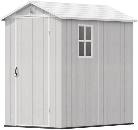 Devoko 4×6 FT Resin Storage Sheds with Floor, Light Gray - Image 6