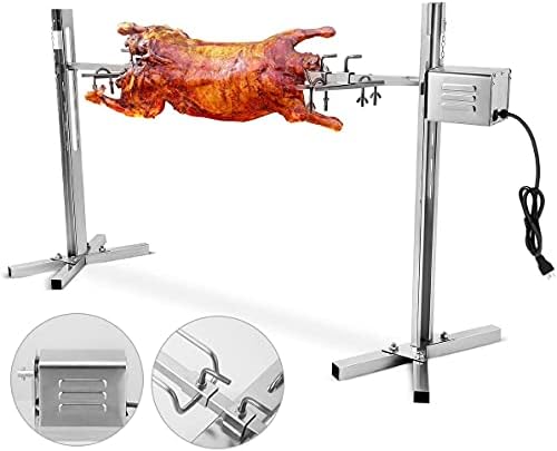 Electric Rotisserie Kit, Camping Spit Grill Roaster For Lamb Hog Pig, Height Adjustable Universal Complete Large Grill Roaster Rod, Pig Chicken Hog Lamb Charcoal Cooker, Outdoor Use Rotisserie Spit by DYRABREST
