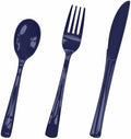 HEIPINIUYE 75 Pack Navy Blue Plastic Cutlery Heavy Duty Blue Plastic Knives Forks and Spoons Disposable Silverware Set for 25 Guest Camping Birthday Baby Shower Party Cutlery Set by HEIPINIUYE