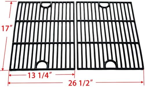 DG265 Replacement Cast Iron Grill Grates & Porcelain Steel Heat Plate Flame Tamer for Home Depot Nexgrill 4 Burner 720-0830H, 5 Burner 720-0888N, 720-0888 Gas Grill Models, 17" x 13 1/4" - Image 2