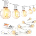 100FT G40 LED White String Lights Outdoor, Connectable Patio Globe String Lights with 52 Shatterproof LED Bulbs, Waterproof Backyard Hanging Lights for Wedding Porch Garden Bistro Deck Balcony Decor by Goothy