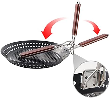 Foldable round Grill Skillet for Kabobs and Sausage, Black Iron Xmas - Image 3